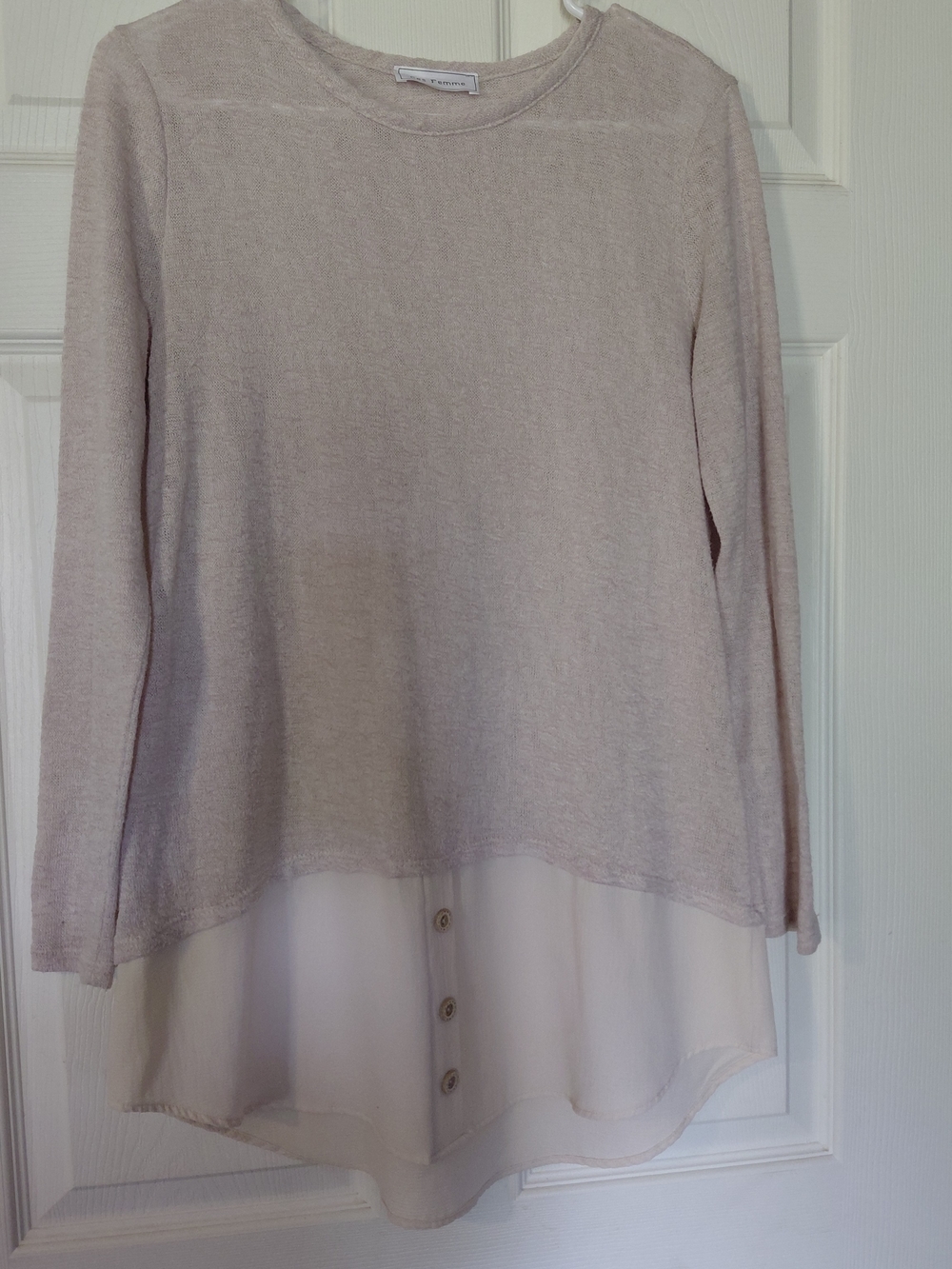 Ces Femme Blush Pink Layered Hem Long-Sleeve Top